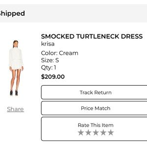 REVOLVE Cream Smocked Turtleneck Dress